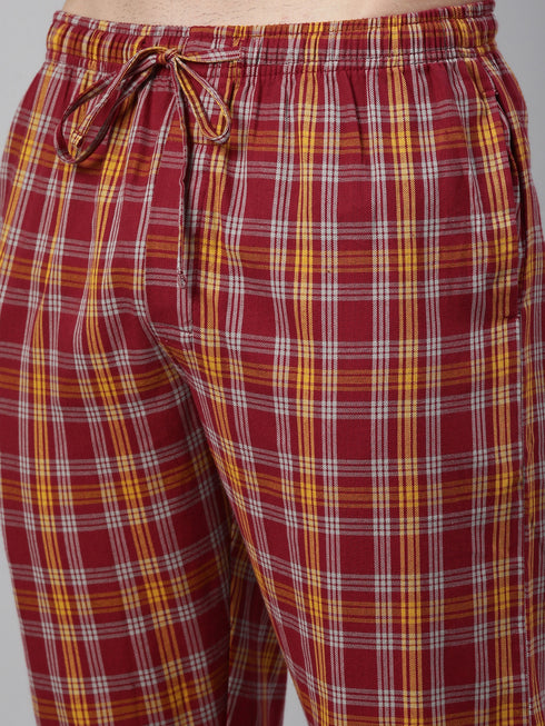 Burgandy Checked Pure Cotton Sleepsuit